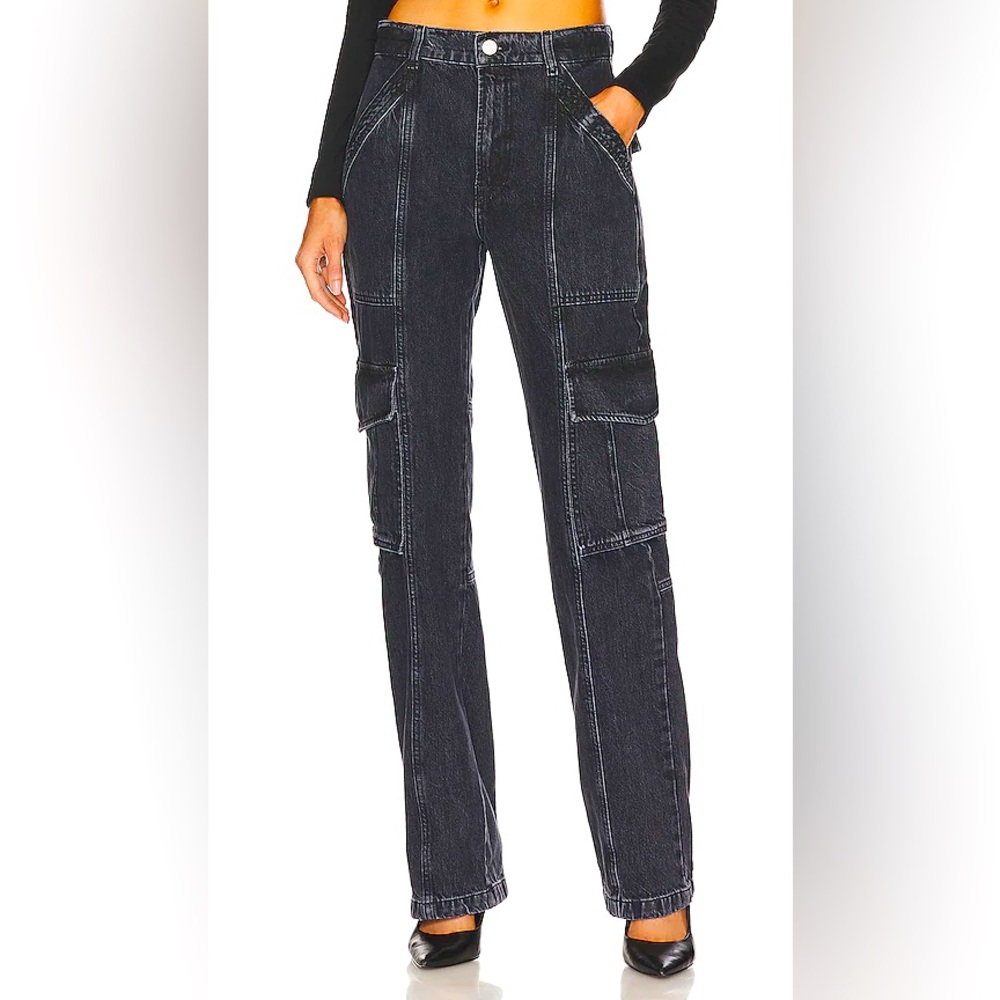 Frame High Rise Utility Straight Leg Jean in Ashtray Women’s Size 26
